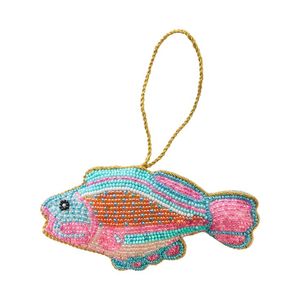 Handmade Tropical Fish Beaded Hanging Ornament Coastal Decor - Product Image 1