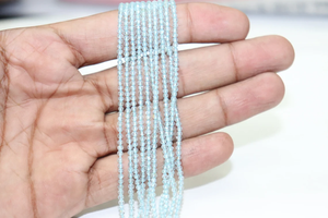 Cuentas Rondelle facetadas de Aguamarina azul, 2,25mm, 13 pulgadas, hilo de Aguamarina cortado a máquina Natural para la fabricación de joyas - Product Image 2