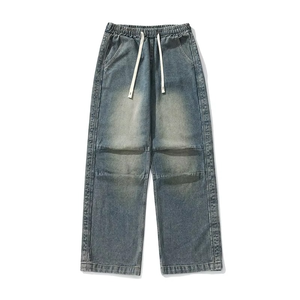 CrazyMaker New Wholesale Fashionable Arrivals Men <b>Jeans</b> 2024 Plain Color Loose Fit <b>Jeans</b> Washed <b>Elastic</b> Waist Relaxed <b>Jeans</b> - Product Image 5