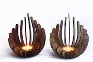 Portavelas de Madera Hecho a Mano para Decoración del Hogar, Moderno Soporte para Velas de Té con Forma de Loto para Mesa de Comedor, Sala de Estar - Product Image 2