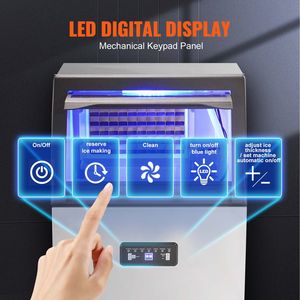 Macchina Commerciale per Produzione Ghiaccio 130 libbre/24H, Capacità di Stoccaggio 33 libbre, 55 Cubetti di Ghiaccio, 15 Minuti - Display Digitale LED, 500 kg, Nuova - Product Image 3