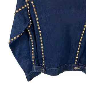 Veste en jean technique pour homme, tissu brillant, bordure en pierre, design professionnel, doublure confortable, veste en jean avec strass - Product Image 3