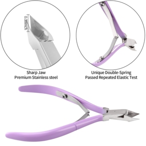 Kit de coupe-cuticules en acier inoxydable violet Harbor Industry avec repousse-cuticules pour ongles épais, ouverture large, durable - Product Image 2