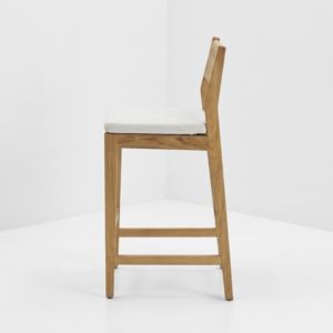 Tabouret de comptoir côtier moderne, structure en bois, dossier en corde, coussin amovible, finition naturelle, vente en gros directe usine, export FCL en vrac - Product Image 1