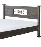 Lit double rustique en bois de manguier massif, fait main, sculpté à la main, design en chêne indien, finition vieillie, pliable