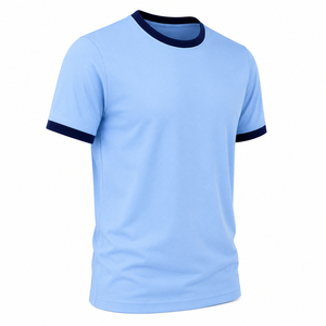 เสื้อยืดเจอร์ซีย์ผ้าฝ้าย 100% หนานุ่ม แต่งขอบยางยืดตัดกัน เสื้อลำลอง สกรีนโลโก้ได้ เสื้อยืดเปล่าคุณภาพพรีเมียม เสื้อยืดผู้ชาย - Product Image 3