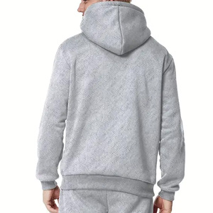 Survêtement gris à capuche pour homme, sweat-shirt zippé avec poches latérales, pantalon assorti, tenue décontractée d'automne, 100 % coton, coupe classique 2026 - Product Image 4