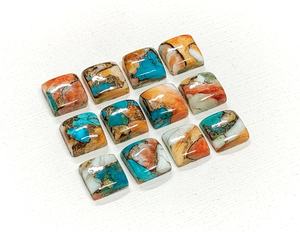 Cabochons en cuivre turquoise naturel, forme carrée 7*7 mm, 100% PIERRE PRÉCIEUSE NATURELLE, pour la création de bijoux, prix de gros. - Product Image 3