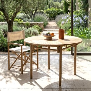 Table à manger moderne en bambou, durable pour une utilisation intérieure et extérieure, commande en gros, support OEM ODM, fournisseur d'usine - Product Image 1