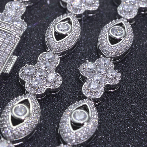 Women's S925 Silver Rhodium Plated Lab Grown Diamond Eye and Cross <b>Statement</b> <b>Necklace</b> Chains Link Chain Luxury Wedding Jewelry - Product Image 5