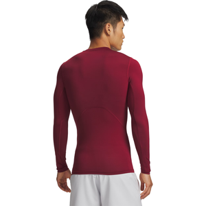 Custom <b>Men's</b> <b>Burgundy</b> Long Sleeve Compression <b>Shirt</b> Crew Neck Fitted Training Top Athletic Sportswear Running Workout Base Layer - Product Image 2