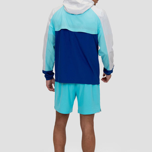 Ensemble deux pièces hiver grande taille imprimé à capuche en polyester/nylon coupe-vent : veste et short à cordon de serrage - Product Image 5