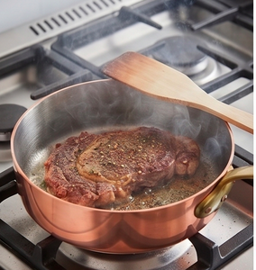 Heavy Copper Sauce <b>Pan</b> With Stainless Steel Lid Minimalist Design Durable Metal Cookware For Gas <b>And</b> Induction Stoves Use - Product Image 4