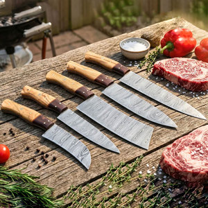 Multi Piece Damascus Steel Kitchen Knife Set Professional Kitchen <b>Tools</b> For Home And Restaurant Cooking - Product Image 4
