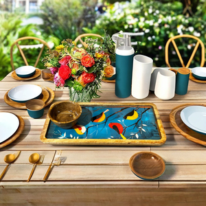 Elegante Bandeja Rectangular de Madera Resistente HANDICRAFTS INN con Impresión Digital para Fiestas, Aperitivos y Decoración del Hogar - Product Image 1