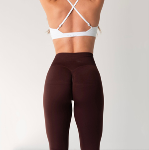 Women's Seamless Mid-Waisted Crossover Waistband <b>Fleece</b> <b>Leggings</b> Anti-Bacterial Breathable Eco-Friendly Slim Fit Full Length - Product Image 4