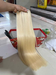Extensions de cheveux humains blonds, trame simple, cheveux Remy, double trame, 100% cheveux vietnamiens purs, sans nœuds, sans perte de cheveux - Product Image 2