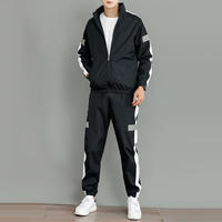 Setelan Olahraga Kasual Pria Bahan Polyester/Katun Solid Musim Dingin Terbaru