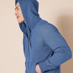 Sweat-shirt à capuche bleu pour homme, coupe classique, décontracté, pour l'automne, avec poche, en coton tricoté - Product Image 4