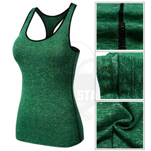 New Fashion Best Design Women Scoop Neck Knitted Tank <b>Top</b> Solid Green Sporty Breathable Regular Length - Product Image 3