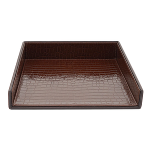 Plateau de documents de bureau en cuir PU de qualité supérieure organisateur de papier de taille A4 porte-fichier de bureau en similicuir élégant plateau de rangement de bureau - Product Image 4