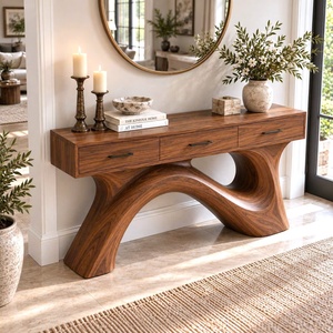 Mesa Consola de Madera, Mesa de Entrada Moderna, Mesa de Pasillo de Madera Reciclada, Mesa Consola de Entrada Rústica Hecha a Mano con Cajones - Product Image 6