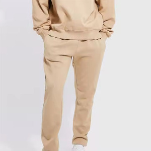 Conjunto Deportivo con Capucha para Hombre, Color Beige, Pantalones Largos con Bolsillos Laterales, Ropa Casual de Otoño, 100% Algodón, Transpirable, Corte Holgado - Product Image 2