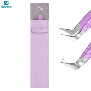 Diamond-Texture Professional Lavender Colored Beauty Instrument with Protective Storage Pouch Pointed Stainless Steel Tweezers - Product Image 5
