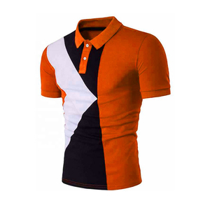 เสื้อโปโลแขนสั้นผู้ชายสีเทาลายทางถักนิตติ้ง สไตล์ลำลอง ระบายอากาศได้ดี ดีไซน์สีตัดต่อ - Product Image 5