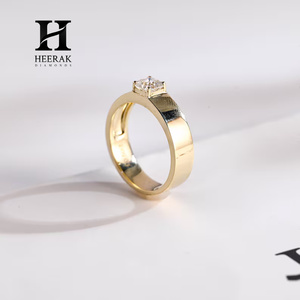 Luxury 14K Gold Asscher Cut Lab Grown Diamond <b>Ring</b> Wide Flat Band Tension Set Solitaire Engagement <b>Ring</b> for <b>Men</b> Women - Product Image 6