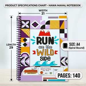Hawamahal A4 XXL <b>Spiral</b> <b>Bound</b> Exercise <b>Notebook</b> 140 Pages 60 GSM Designer Floral Cover for School and College - Product Image 3