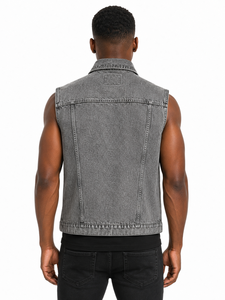 Gilet en jean pour homme 2026, confectionné en denim robuste, coupe sans manches élégante, poches pratiques et ajustement confortable, gilets en jean décontractés - Product Image 5
