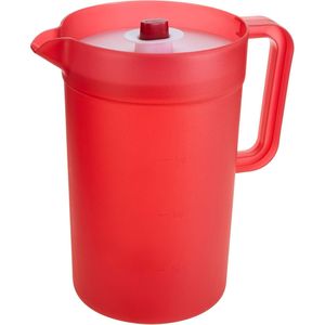 1 Gallon Red <b>Plastic</b> Airtight Pitcher with Vacuum Seal Lid for <b>Drinkware</b> Storage - Product Image 1
