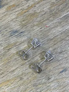 2.20Ct Round Cut Natural Diamond Push <b>Back</b> Stud <b>Earrings</b> in 14K White Gold Vintage Women's Fine Jewelry by Tishya Diamond - Product Image 5