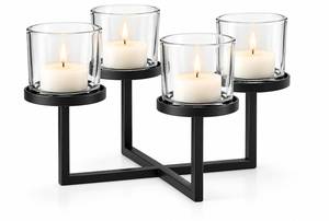 Modern Black Metal <b>Candle</b> <b>Stand</b> With 4 Glass Holders For Home Decoration - Product Image 1
