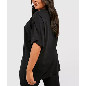 Camiseta Negra Oversize para Mujer a Precio Económico, Cuello Redondo, Manga Corta, 100% Algodón Jersey, Corte Holgado, Logotipo Estampado, Casual, para Todas las Temporadas - Product Image 2