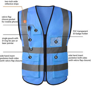 Veste de sécurité réfléchissante haute visibilité ANSI Classe 1 EN ISO 20471 Classe 2, imperméable, avec poches LED clignotantes pour la sécurité routière, vente en promotion - Product Image 6