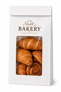 Sac en papier blanc avec fenêtre transparente pour croissants, pâtisseries, emballage alimentaire de boulangerie - Product Image 2
