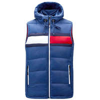 Gilet matelassé imperméable à capuche pour homme, style automne, color block, sans manches, grande taille, décontracté, avec poches zippées