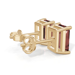 Pink Garnet Emerald Cut <b>Heart</b> Shape Stud <b>Earring</b> Gold Plated 925 <b>Sterling</b> <b>Silver</b> Solitaire Gemstone IGI Certified Claw Setting - Product Image 4