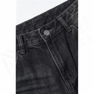 Jean en denim coupe droite délavé foncé pour homme, taille mi-haute, coupe classique, en coton, style décontracté, pantalon d'automne - Product Image 4