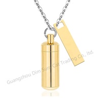 Pendentif commémoratif de luxe moderne en acier inoxydable cylindrique, écologique, durable, réutilisable, étanche, pour cendres d'animaux de compagnie et cheveux de proches