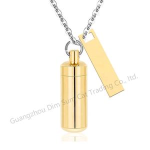 Luxe moderne cilindervormige hanger van roestvrij staal voor het bewaren van de as van een huisdier, met ruimte voor haar, as of geur. - Product Image 4