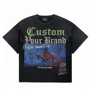 Camiseta de Algodón 100% para Hombre con Pedrería, Estilo Boxy, Lavado Ácido Desgastado, Personalizada y de Alto Gramaje - Product Image 5