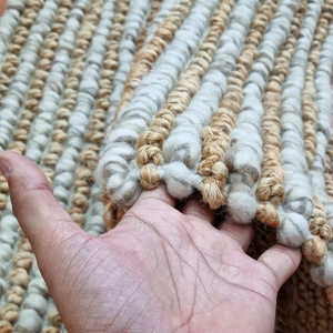 Alfombra de Yute y Lana Hecha a Mano, Alfombra Texturizada con Bucles Gruesos, Alfombra Moderna de Color Neutro para Piso - Product Image 4