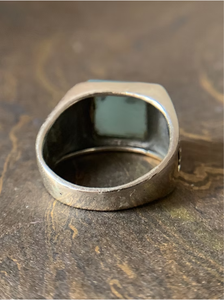 Bague signet classique en argent 925 avec pierre précieuse carrée en calcédoine aquatique, bijoux faits à la main, vente en gros - Product Image 4