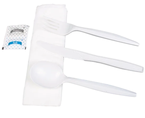 Juego de Cubiertos Desechables Biodegradables Ecológicos Envueltos Individualmente, Resistentes al Agua, Libres de BPA, Cuchillo, Tenedor y Cuchara para Fiestas - Product Image 1