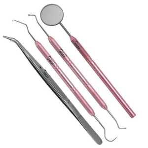 Kit de Examen Dental Premium de 4 Piezas, Espejo de Acero Inoxidable, Explorador, Pinzas, Juego de Instrumentos Dentales de Diagnóstico Básico, CE Salaar - Product Image 1