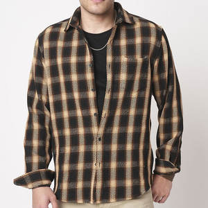 Chemise à carreaux imprimée pour homme, décontractée, à revers, en flanelle, de haute qualité, personnalisée par le fabricant OEM, pour la saison printanière - Product Image 2