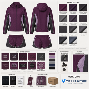 Conjunto de 2 Piezas de Chaqueta Cortavientos Impermeable para Mujer, Diseño Personalizado OEM, Tejido Técnico, Ropa Deportiva para Exteriores, Fabricante OEM - Product Image 6